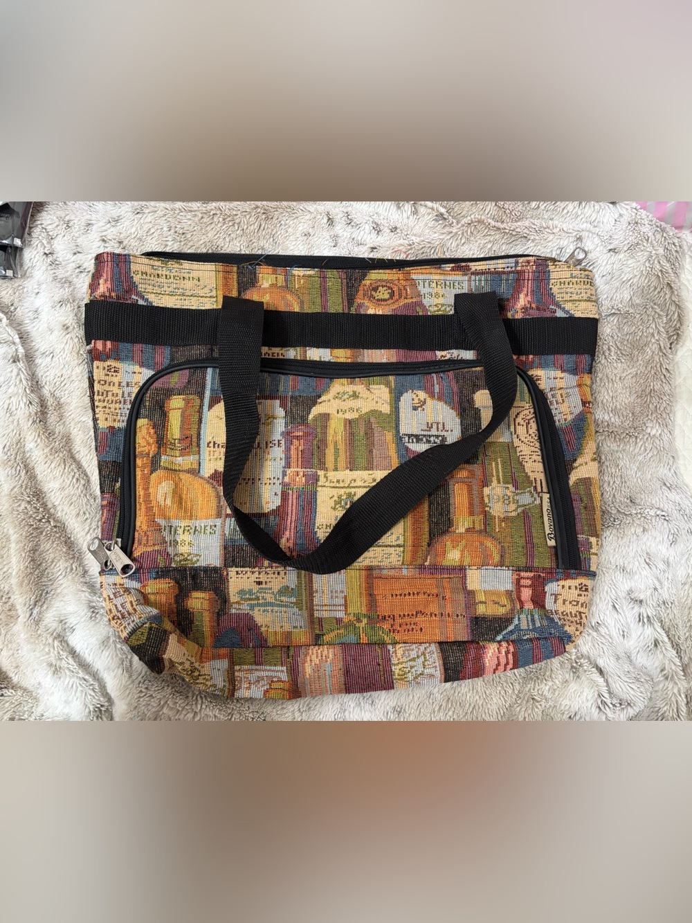 Bovano wine bottle tapestry bag